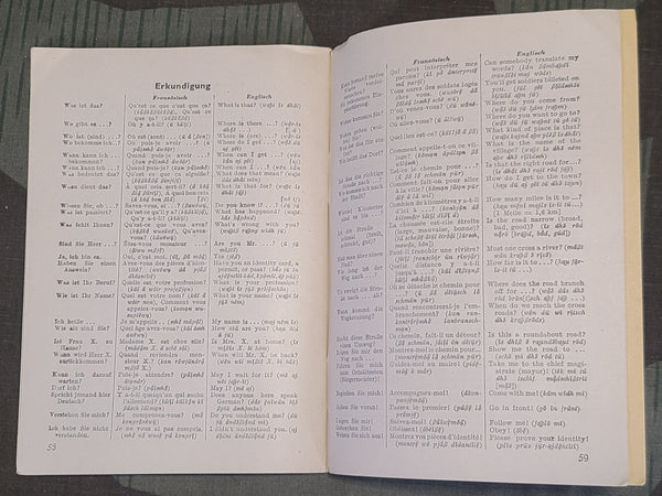 Picture Dictionary for Soldiers (German, French, English) 1941