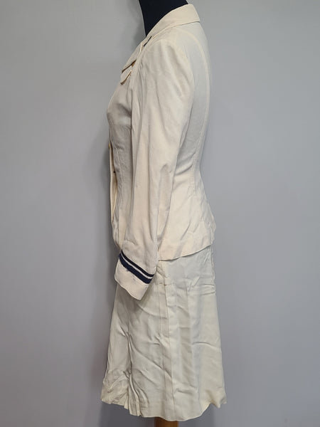 Navy WAVES White Officer Uniform Jacket & Skirt <br> (B-35" W-26" H-34")