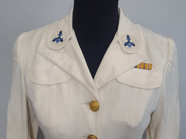 Navy WAVES White Officer Uniform Jacket & Skirt <br> (B-35" W-26" H-34")