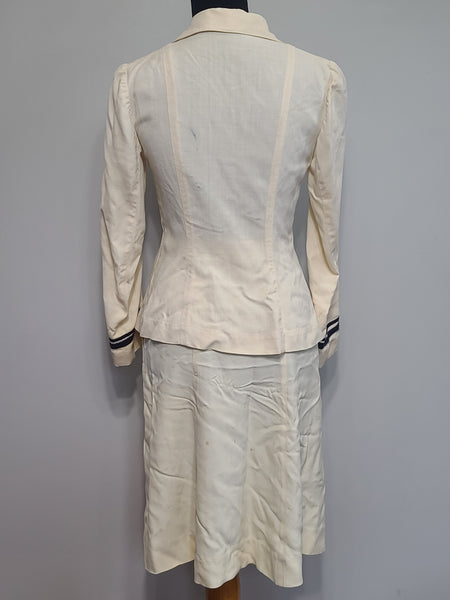 Navy WAVES White Officer Uniform Jacket & Skirt <br> (B-35" W-26" H-34")
