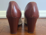 Brown and White Spectator Peep Toe Pumps 6 1/2 AA