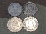 WWI Dated 10 Pfennig Coins (Lot of 9)