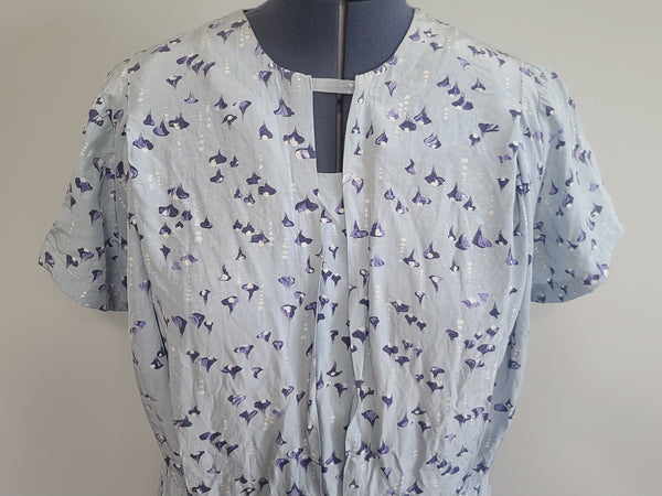 Light Blue Abstract Print Dress <br> (B-47" W-40" H-45")