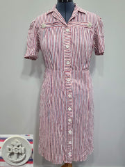 Red White and Blue Stripe Patriotic Dress with USN Sweetheart Buttons <br> (B-48" W-41.5" H-50")