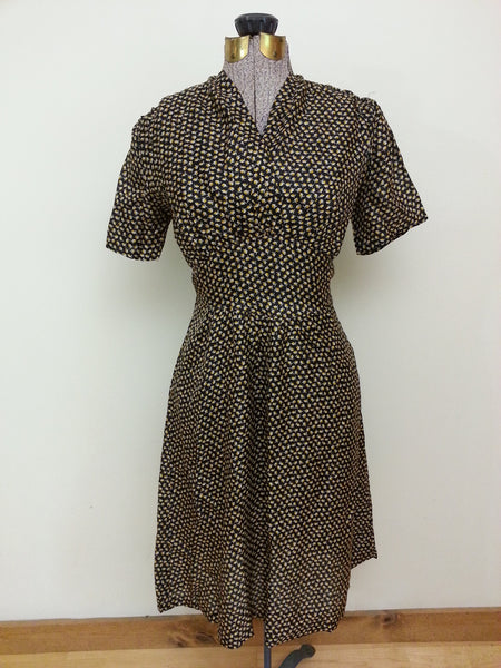 Vintage German 1930s 1940s Artificial Silk Dress