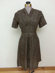 Vintage German 1930s 1940s Artificial Silk Dress