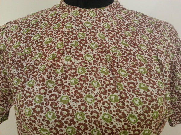 German Green/Brown Dress - Buttons in the Back <br> (B-39" W-32" H-38")
