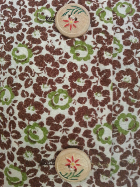 German Green/Brown Dress - Buttons in the Back <br> (B-39" W-32" H-38")