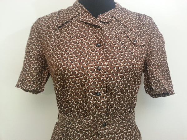 German Artificial Silk Button-Down Dress (Same Material as Parachutes) <br> (B-39" W-33 1/2" H-40")