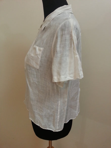 White Linen Shirt <br> (B-40" W-39 1/2")