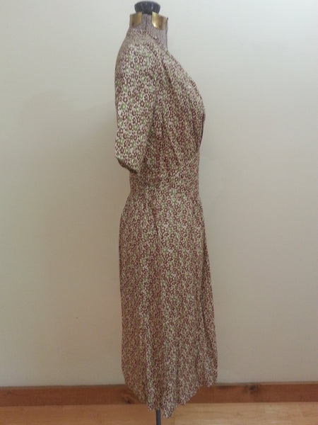 German Green Print Dress <br> (B-38" W-30" H-40")
