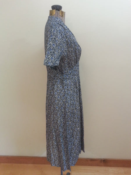 German Blue Print Dress <br> (B-38" W-29" H-40")