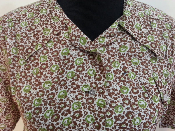 German Green/Brown Button Down Dress <br> (B-39" W-32" H-39")