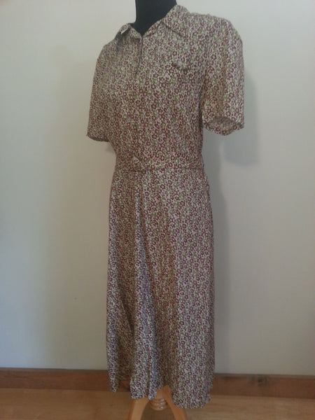 German Green/Brown Button Down Dress <br> (B-39" W-32" H-39")