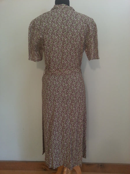 German Green/Brown Button Down Dress <br> (B-39" W-32" H-39")