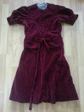 German Red Velvet Peplum Dress <br> (B-36" W-26"-28" H- 34 1/2")