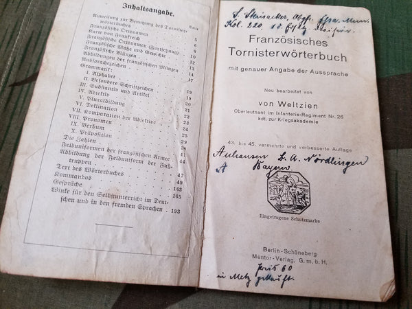 Tornister Wörterbuch German-French Dictionary