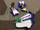 Oberammergau Enzian Flower Pin and Earring Set (Signals/Gebirgs Kaserne)