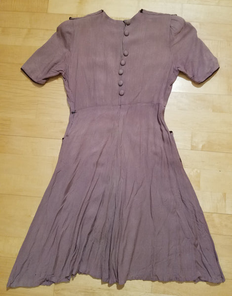 German Tan Dress with Brown Trim <br> (B-36" W-27" H-34")