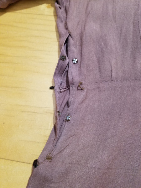 German Tan Dress with Brown Trim <br> (B-36" W-27" H-34")