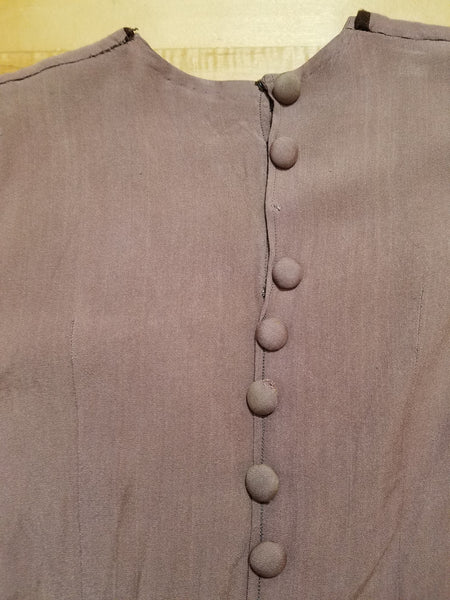 German Tan Dress with Brown Trim <br> (B-36" W-27" H-34")