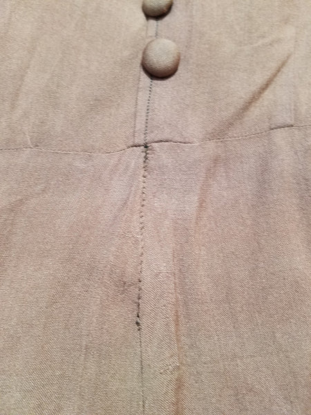 German Tan Dress with Brown Trim <br> (B-36" W-27" H-34")