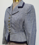 Blue and White Peplum Blazer <br> (B-32" W-26")