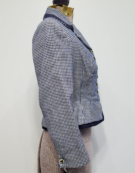 Blue and White Peplum Blazer <br> (B-32" W-26")
