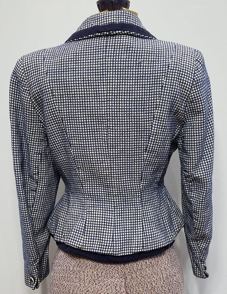 Blue and White Peplum Blazer <br> (B-32" W-26")
