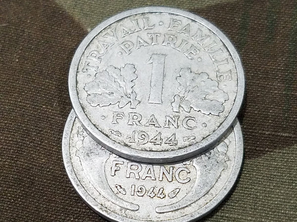 Late War French Francs Coins (Set of 4) 1944/1945