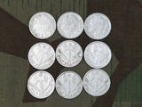 Mid War French Francs Coins (Set of 9) 1941/1943/1943