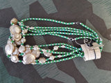 German Green Glass Rose Bead Necklace