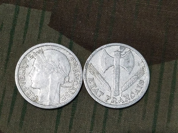 Mid War French Francs Coins (Set of 9) 1941/1943/1943