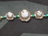German Green Glass Rose Bead Necklace