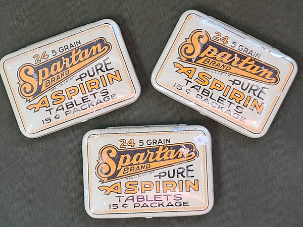 New Old Stock 1930s US. Spartan Aspirin Tin