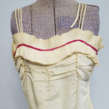 White and Pink Sleeveless Gown <br> (B-33.5" W-27" H-40")