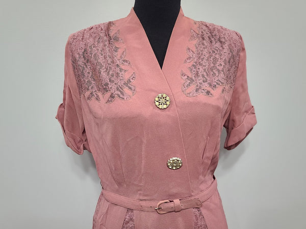 Pink Dress with Lace Inserts <br> (B-43" W-31" H-43")