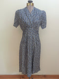 Vintage 1930s/1940s German Blue Print Dress Pre-WWII