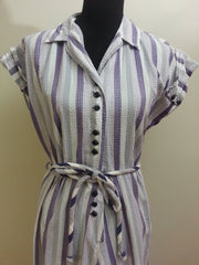Vintage 1940s Purple & White Striped Dress