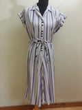 Vintage 1940s WWII Era Purple & White Striped Dress