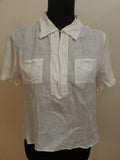 Vintage 1940s Women's White Linen Shirt Blouse