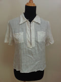 Vintage 1940s Women's White Linen Shirt Blouse