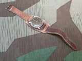 Vintage WWII-era German Thiel Wrist Watch w/ Black Face Red Hands
