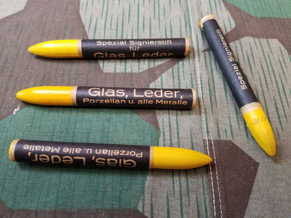 WWII-era German Glass and Leather Marking Crayons - Yellow