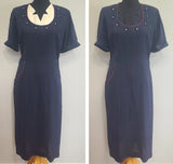 Blue Rayon Dress with Detachable Collar Piece <br> (B-41" W-32" H-39")