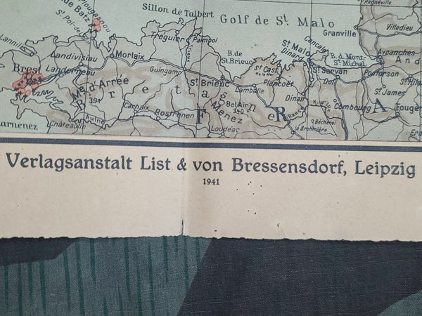 1941 British Islands and Northern France Map (Kriegshäfen u. Festungen)