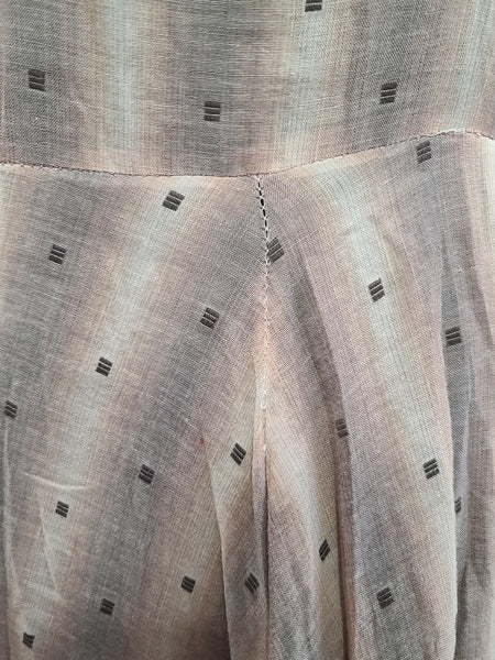 Brown Tan Stripe Dress <br> (B-38" W-28" H-40")