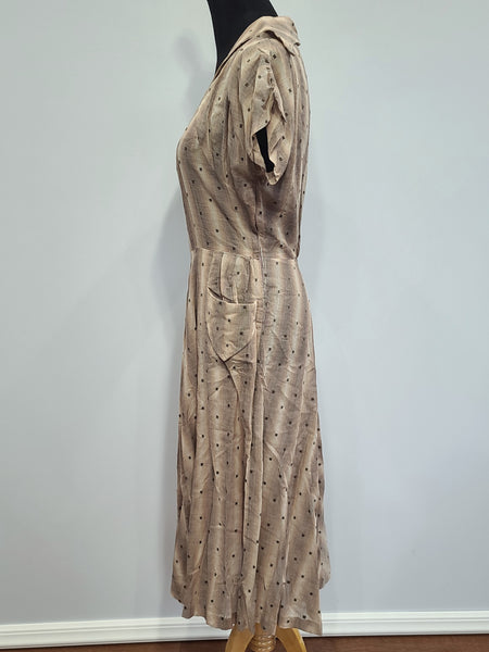 Brown Tan Stripe Dress <br> (B-38" W-28" H-40")