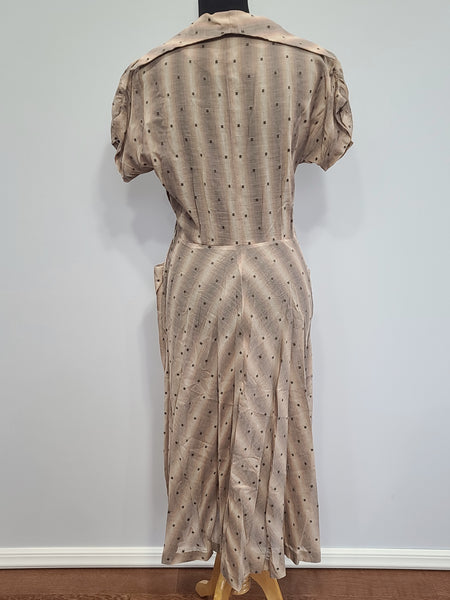Brown Tan Stripe Dress <br> (B-38" W-28" H-40")