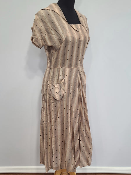 Brown Tan Stripe Dress <br> (B-38" W-28" H-40")